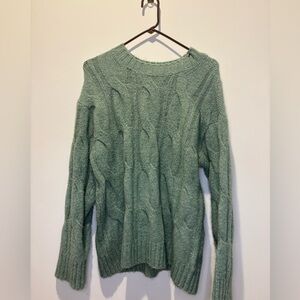 American Eagle Outfitters Sage Cable Knit Sweater Mint Green